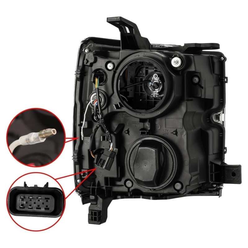 2015-2019 GM HD Pro-Series Projector Black Headlights Sequential Signal DRL - View 5 | Dirty Garage