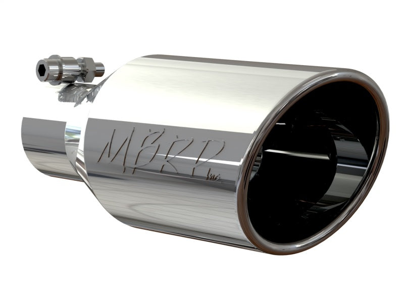 Universal 4.5" OD Angle Rolled End Tip 2.5" Inlet 11" Length T304 - View 3 | Dirty Garage