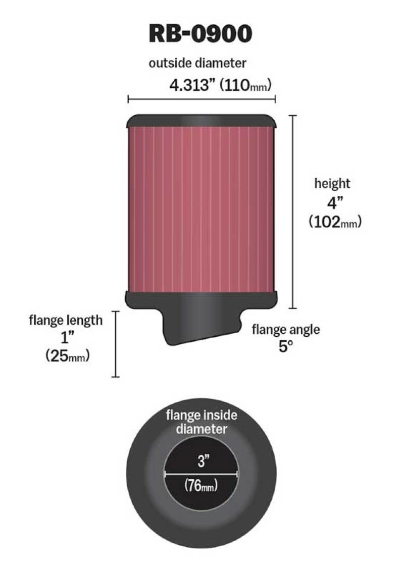 Universal Rubber Filter 3 inch 5 Degree FLG 4 1/2 inch OD 4 inch Height - View 6 | Dirty Garage