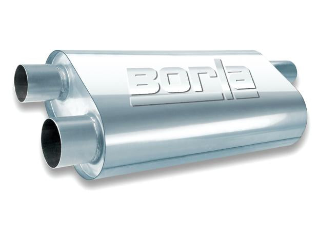 Borla Universal Pro-XS 3in Inlet//Outlet Offset/Offset 14x9 1/2 x 4 Muffler - View 4 | Dirty Garage
