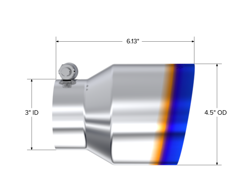 Universal Stainless Steel Dual Wall Tip 4".5" OD 3" Inlet 6.13" Length - View 2 | Dirty Garage