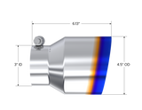 Universal Stainless Steel Dual Wall Tip 4".5" OD 3" Inlet 6.13" Length - View 2 | Dirty Garage