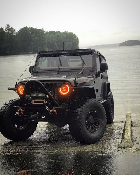 Universal 7" High Powered LED Headlights Black Bezel Dynamic - View 2 | Dirty Garage
