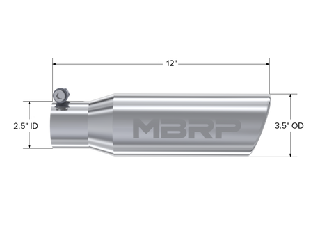 Universal 3" OD Angled Rolled End Tip 10" Length 2" Inlet - View 5 | Dirty Garage