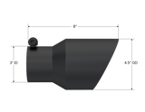 Universal 4.5" OD 3" Inlet 8" Length Dual Walled Angled Exhaust Tip Black - View 3 | Dirty Garage