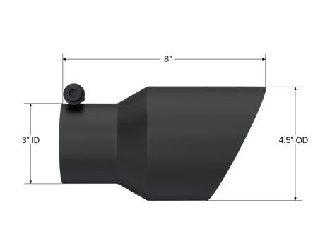 Universal 4.5" OD 3" Inlet 8" Length Dual Walled Angled Exhaust Tip Black - View 3 | Dirty Garage