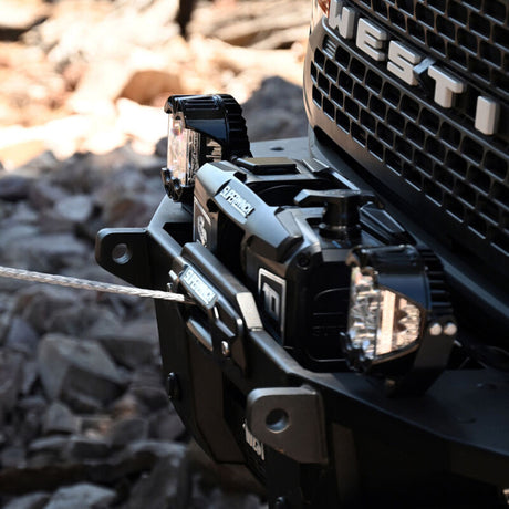 Superwinch 10000 LBS 12V DC 3/8in x 54ft Synthetic Rope Scorpion 10000SR Winch - Black Powdercoat - View 7 | Dirty Garage