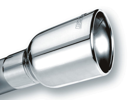 Borla Universal Polished Tip Single Oval Rolled Angle-Cut w/Clamp (inlet 2 1/2in. Outlet 4 1/4 x 3 1 | Dirty Garage