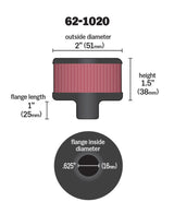 Universal Steel Base Crankcase Vent Filter .625in Vent OD x 2in OD x 1.5in Height - View 8 | Dirty Garage