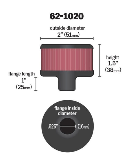 Universal Steel Base Crankcase Vent Filter .625in Vent OD x 2in OD x 1.5in Height - View 8 | Dirty Garage