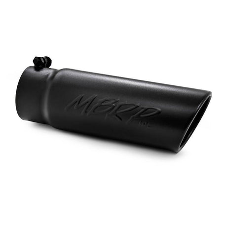Universal Tip 4" OD Angled Rolled End 3.5" Inlet 10" Length Black Finish | Dirty Garage
