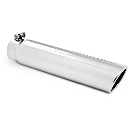 Universal 3.5" OD 3" Inlet 16" Angled Cut Rolled End T304 Tip | Dirty Garage