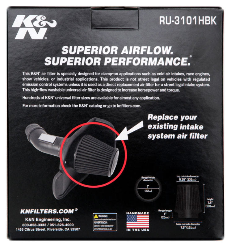 Universal Rubber Filter Round Tapered 6in Flange ID x 7.5in Base OD x 5.25in Top OD x 8in Height - View 5 | Dirty Garage