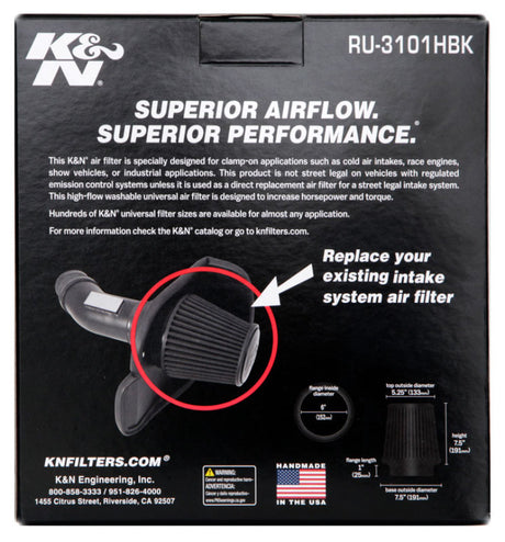 Universal Rubber Filter Round Tapered 6in Flange ID x 7.5in Base OD x 5.25in Top OD x 8in Height - View 5 | Dirty Garage