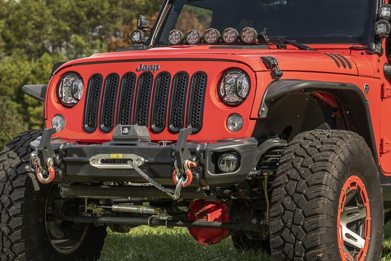 Rugged Ridge 07-18 Jeep Wrangler JK Arcus Front Bumper Set w/Tray & Hooks - View 2 | Dirty Garage