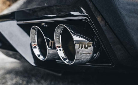 2015-2023 Challenger Axle-Back SS 3in Quad Split Rear Tips - View 2 | Dirty Garage