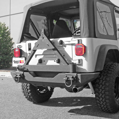 Rugged Ridge Tire Carrier XHD Rear Bumper 76-06 Jeep CJ / Jeep Wrangler - View 2 | Dirty Garage