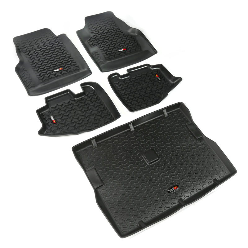 Rugged Ridge Floor Liner Front/Rear/Cargo Black 1997-2006 Jeep Wrangler TJ - View 2 | Dirty Garage
