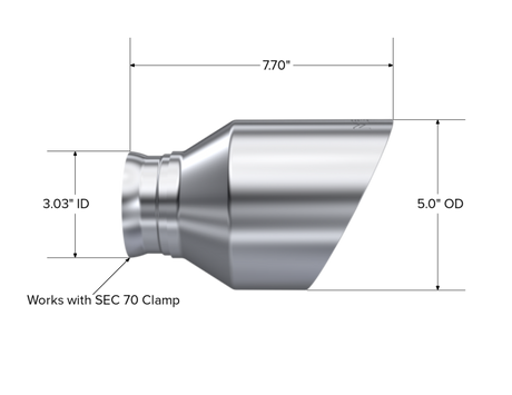 2015-2023 Dodge Charger 3" ID 5" OD 8" Angle Cut SS Tip - View 2 | Dirty Garage