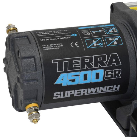 Universal Terra 4500SR 12V DC Winch w/ Textured Gray Synthetic Rope - View 2 | Dirty Garage