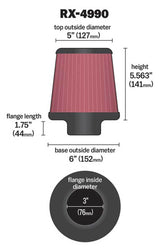 Universal Filter Universal X Stream Clamp-On 3 inch Flange 6 inch Base 5 inch Top 5 9/16 inch Height - View 6 | Dirty Garage