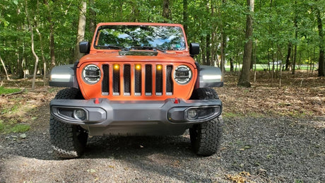 2018-2022 Wrangler Pre-Runner Style LED Grille Kit Amber - View 2 | Dirty Garage