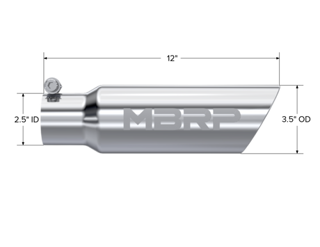 Universal 3" OD Dual Wall Angled 2" Inlet 12" Length Tip - View 5 | Dirty Garage