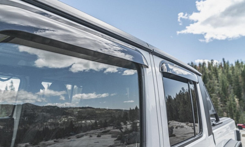 2018 Wrangler Unlimited Ventvisor Outside Mount Window Deflectors Smoke - View 3 | Dirty Garage