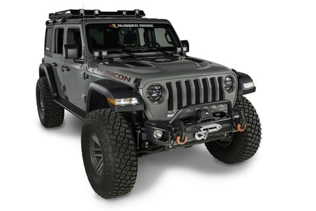 Rugged Ridge Arcus Front Bumper Tube Overrider Black 18-20 Jeep Wrangler JL - View 2 | Dirty Garage