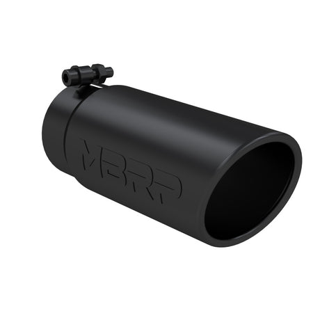 Universal Tip 4" OD Angled Rolled End 3.5" Inlet 10" Length Black Finish - View 2 | Dirty Garage