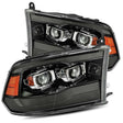 2009-2018 Ram HD Luxx-Series Projector Headlight Alpha-Black Active Light Sequential Signal Smoked DRL | Dirty Garage