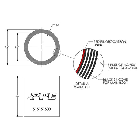PPE Universal 1.5" X 2.165" L 5MM 4 Ply Coupler 515151500