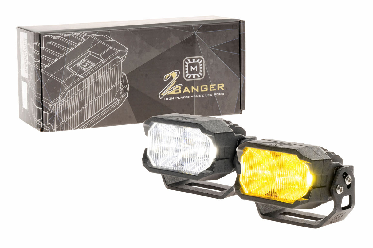 Universal Morimoto 2Banger NCS LED Pod SAE Wide Yellow Pair | Dirty Garage