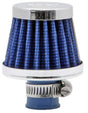 Universal 2in Base OD x .375in Flange ID x 1.75in H Rubber Base Crankcase Vent Filter - Blue | Dirty Garage