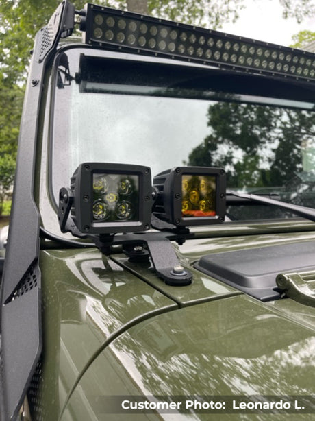 Go Rhino 18-20 Jeep Wrangler JL/JLU/Gladiator JT XE Windshield Light Bar Mount - 50in Single Row - View 3 | Dirty Garage
