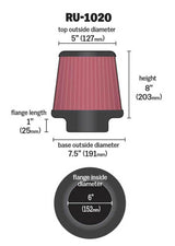 Universal Tapered Filter 6in Flange ID x 7.5in Base OD x 5in Top OD x 8in Height - View 5 | Dirty Garage
