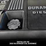 Universal 6.6L/3.0L Duramax Billet Aluminum Engine Oil Filler Cap - View 4 | Dirty Garage
