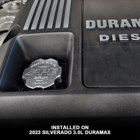 Universal 6.6L/3.0L Duramax Billet Aluminum Engine Oil Filler Cap - View 4 | Dirty Garage