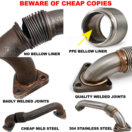 2001-2016 6.6L Duramax Replacement Up-Pipe (Passenger Side) for OEM Exhaust Manifold Fed - View 6 | Dirty Garage