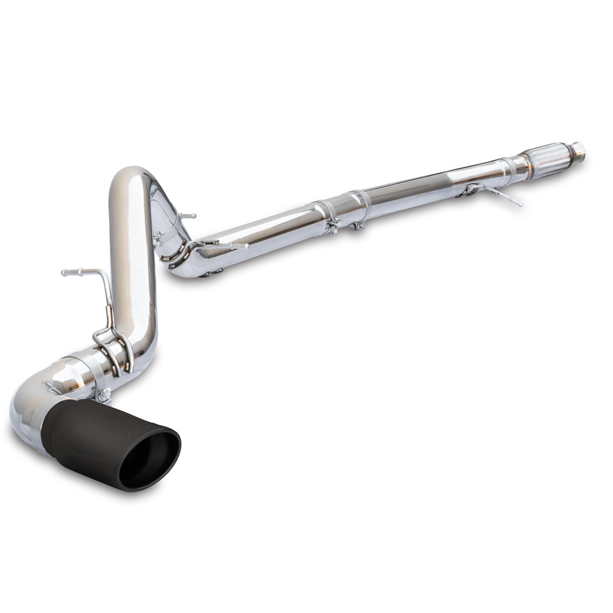 2020-2023 Exhaust Kit 4 Inch Cat Back Single Tip 3.0L Duramax - Pol/Blk - View 2 | Dirty Garage