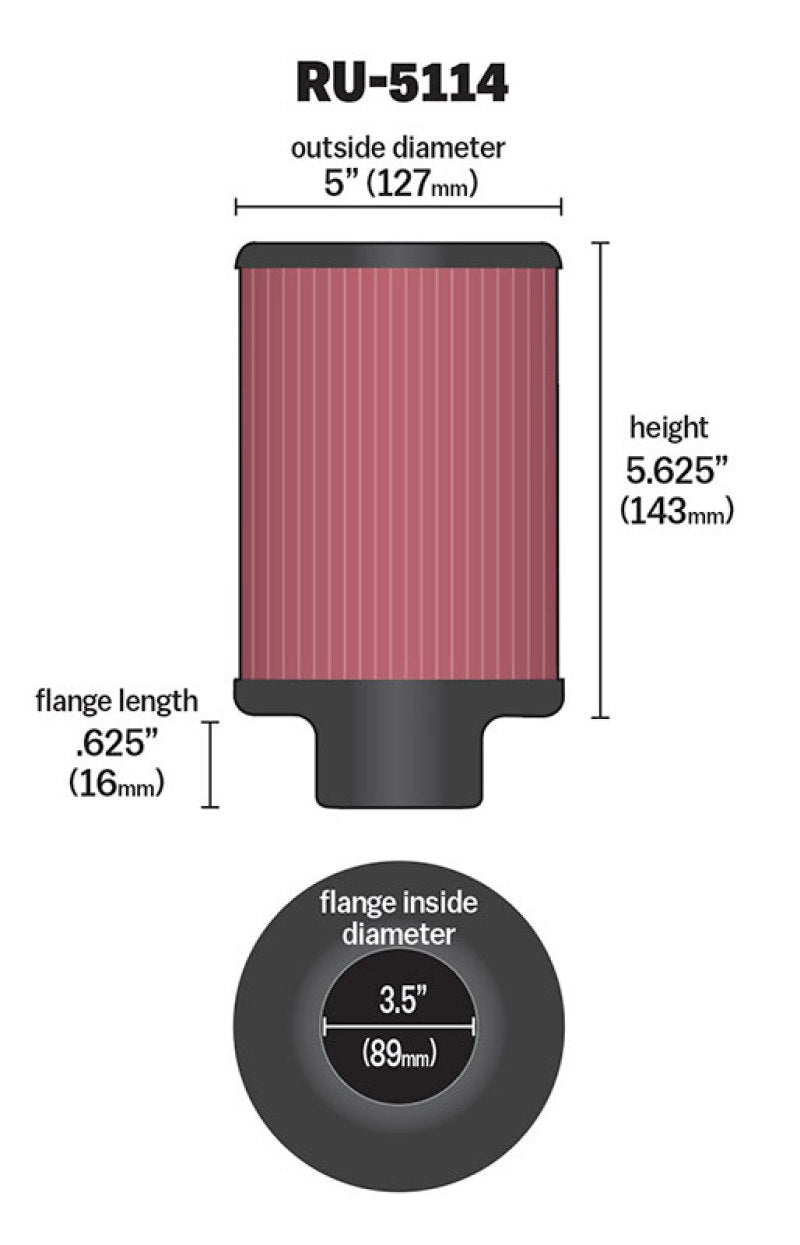 Universal Filter Universal Rubber Filter 3.5in Flange ID x 5in OD x 5.625in H | Dirty Garage