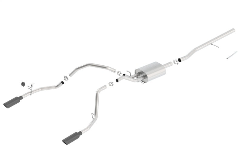 Borla 14 Silv/Sierra C/B Exhaust ATAK 1500 5.3L V8 AT/MT 2&4WD Ext Cab (78.7) WB - Black Chrome | Dirty Garage