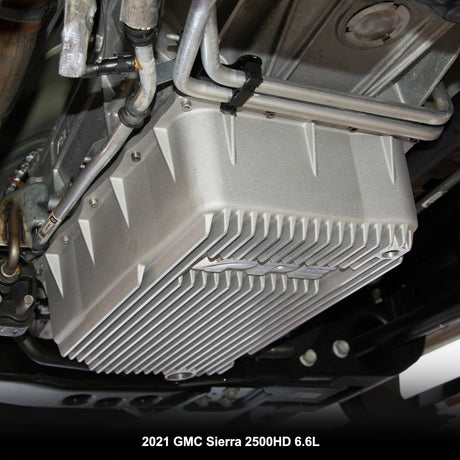 2020-2023 6.6L Duramax w/ 10L1000 Transmission - Heavy-Duty Cast Deep Transmission Pan Brushed - View 4 | Dirty Garage