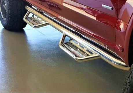 2019-2022 GM 1500 Crew Cab Polished Stainless Steel 3" Podium Cab Length Steps - View 3 | Dirty Garage