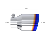 Universal Burnt End Tip 2.5" ID 4 ID Out 6.5" Length Single Wall Angle Cut 304 Stainless Steel - View 2 | Dirty Garage