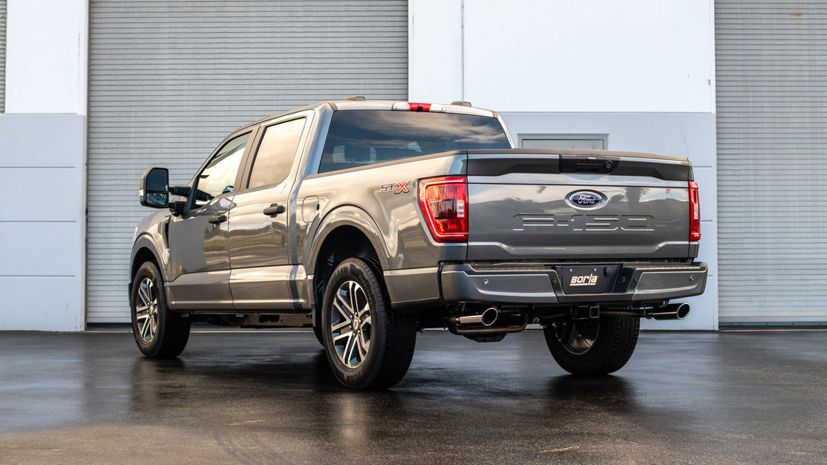 2021-2025 Ford F-150 Cat-Back Exhaust ATAK Dual Exhaust w/ Stainless Tips - View 2 | Dirty Garage