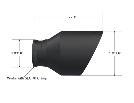 2015-2023 Dodge Charger 5.7L 6.2L 6.4L T304 3" ID 5" OD 8" Length Angle Cut Black Tip - View 2 | Dirty Garage