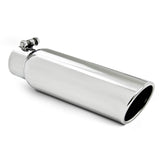Universal 3.5" OD 2.5" Inlet 12" L Angled Cut Rolled End Clampless No-Weld T304 Tip | Dirty Garage