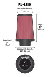 Universal Filter Universal Rubber Filter 6 inch Flange 7.5 inch Base 5 inch Top 10 inch Height - View 7 | Dirty Garage