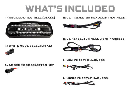 2019-2024 Ram 1500 Classic Black XBG LED DRL Grille - View 5 | Dirty Garage
